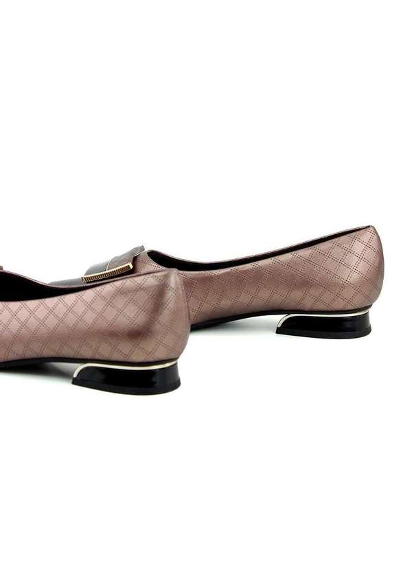 Piccadilly - Sapato Piccadilly Silvia Salto Baixo Bronze Bege 5