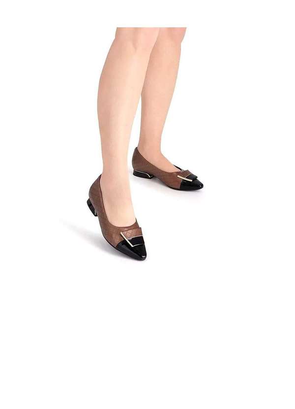 Piccadilly - Sapato Piccadilly Silvia Salto Baixo Bronze Bege 6