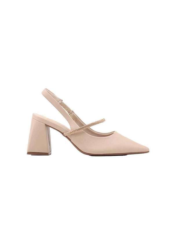 Bebecê - Sapato Scarpin Bebecê Slingback Salto Geométrico T7019-032 Nude Bege
