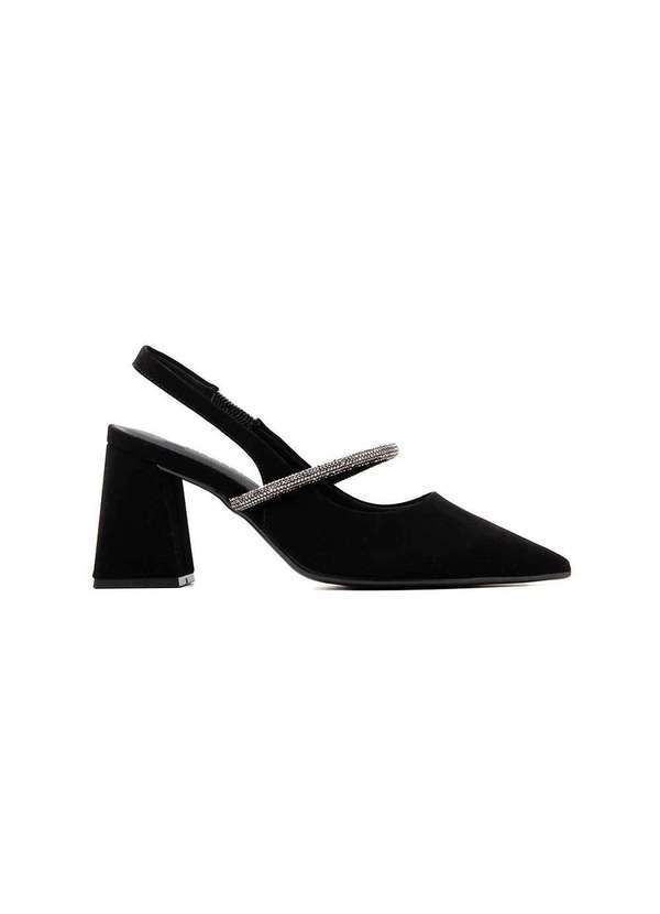 Bebecê - Sapato Scarpin Bebecê Slingback Salto Geométrico T7019-032 Preto Preto