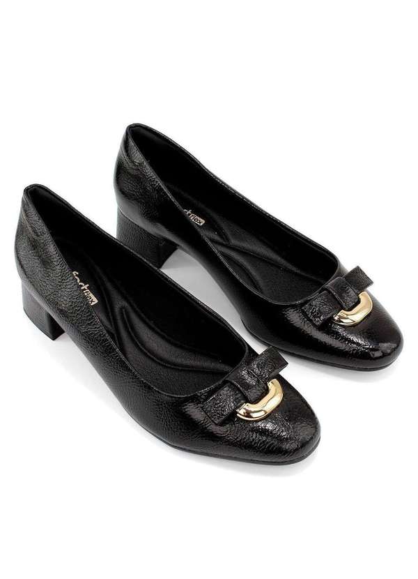 Comfortflex - Sapato Scarpin Comfortflex Salto Médio Preto Preto 4
