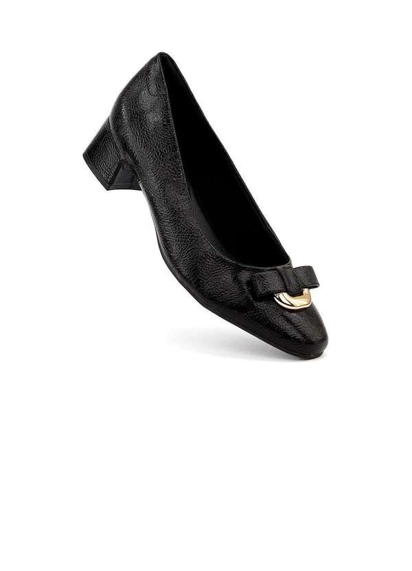 Comfortflex - Sapato Scarpin Comfortflex Salto Médio Preto Preto 6