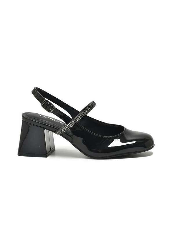 Sapato Scarpin Via Marte Slingback 067-003-01 Preto Preto Pixole