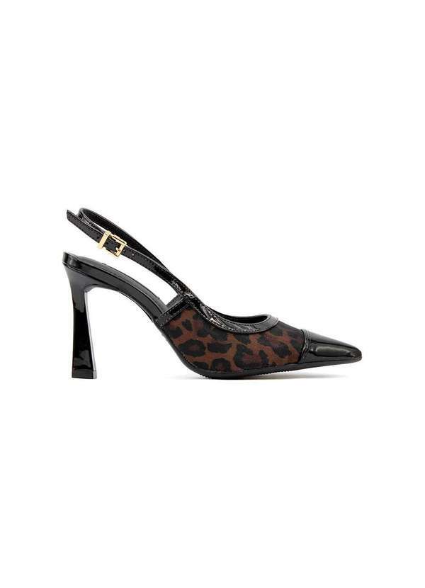 Via Marte - Sapato Slingback Via Marte Salto Alto Fino Preto Preto