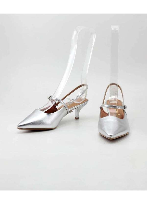 Vizzano - Sapato Slingback Vizzano Salto Baixo 1122-881 Prata Prata 4