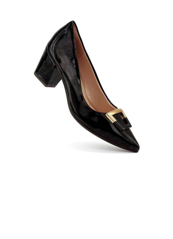 Light Gel - Scarpin Light Gel Bico Fino Salto Bloco Preto Preto 2