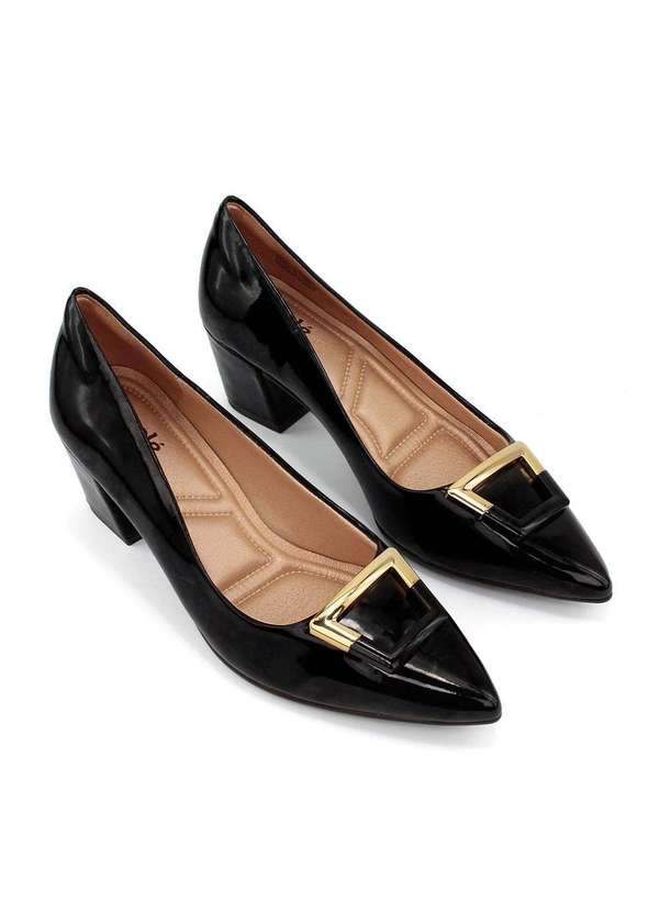 Light Gel - Scarpin Light Gel Bico Fino Salto Bloco Preto Preto 4