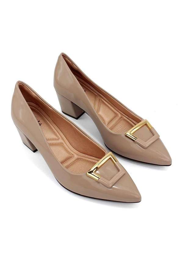 Light Gel - Scarpin Light Gel Bico Fino Salto Bloco Taupy Rosa 4