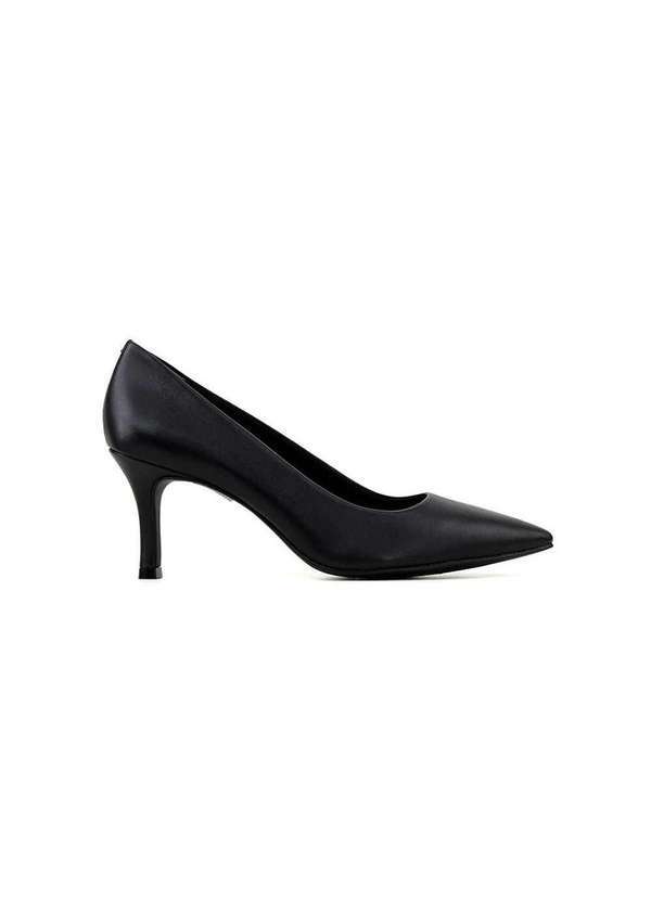 Loucos e Santos - Scarpin Loucos e Santos Salto Fino Couro Preto Preto