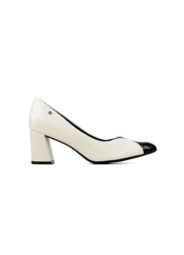Piccadilly - Scarpin Piccadilly Snake Salto Alto Off White Bege