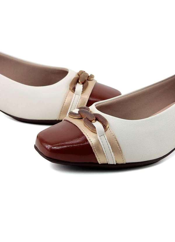 Piccadilly - Scarpin Salto Médio Bloco Joanete Piccadilly Off White Bege 7
