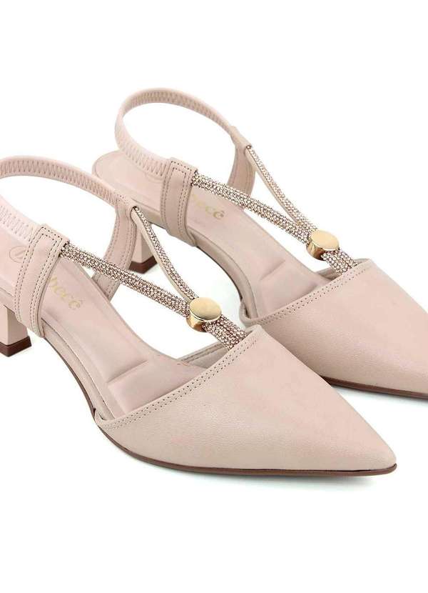 Bebecê - Scarpin Slingback Bebecê Salto Taça Detalhe Enfeite Nude Nude 3