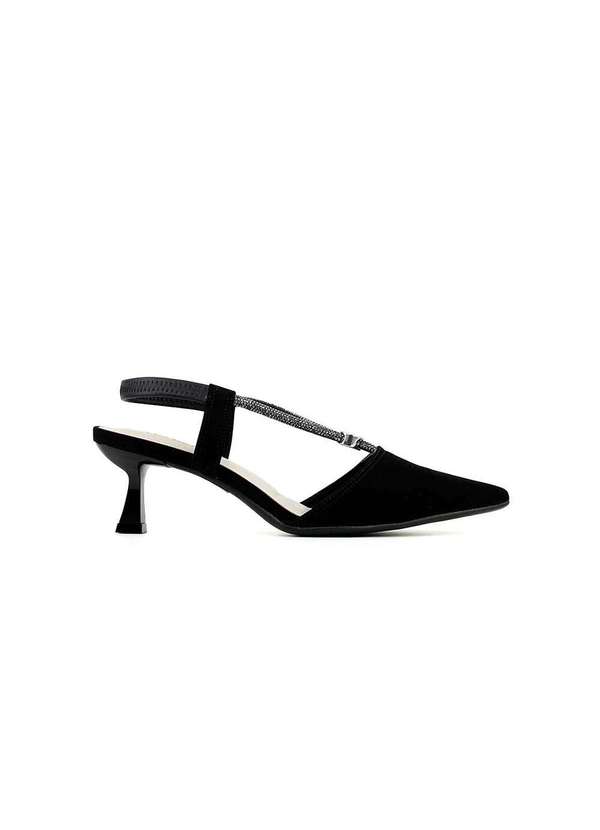 Bebecê - Scarpin Slingback Bebecê Salto Taça Detalhe Enfeite Preto Preto