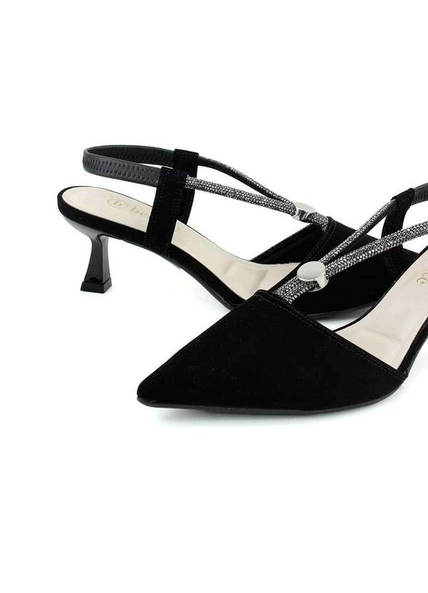 Bebecê - Scarpin Slingback Bebecê Salto Taça Detalhe Enfeite Preto Preto 5