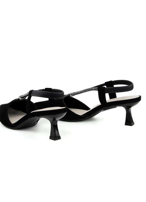 Bebecê - Scarpin Slingback Bebecê Salto Taça Detalhe Enfeite Preto Preto 6
