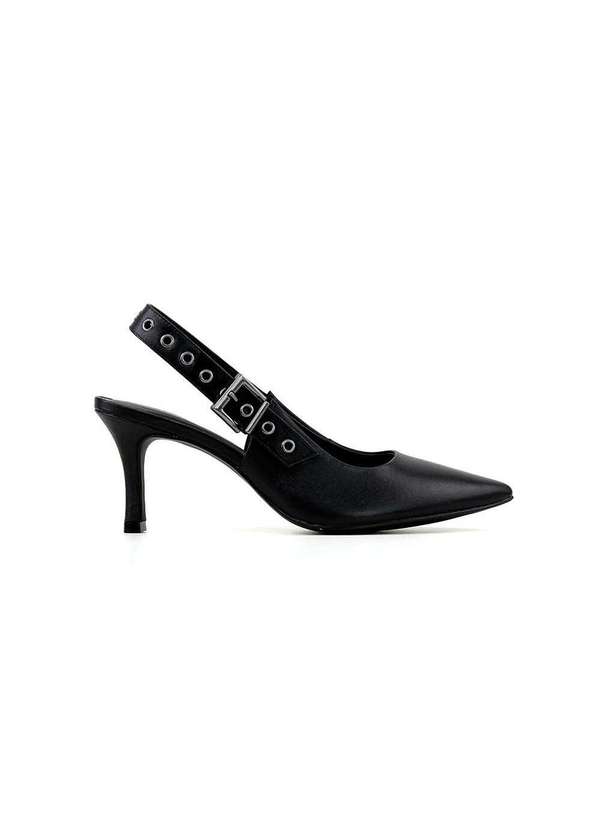 Loucos e Santos - Scarpin Slingback Loucos e Santos Couro Preto Preto