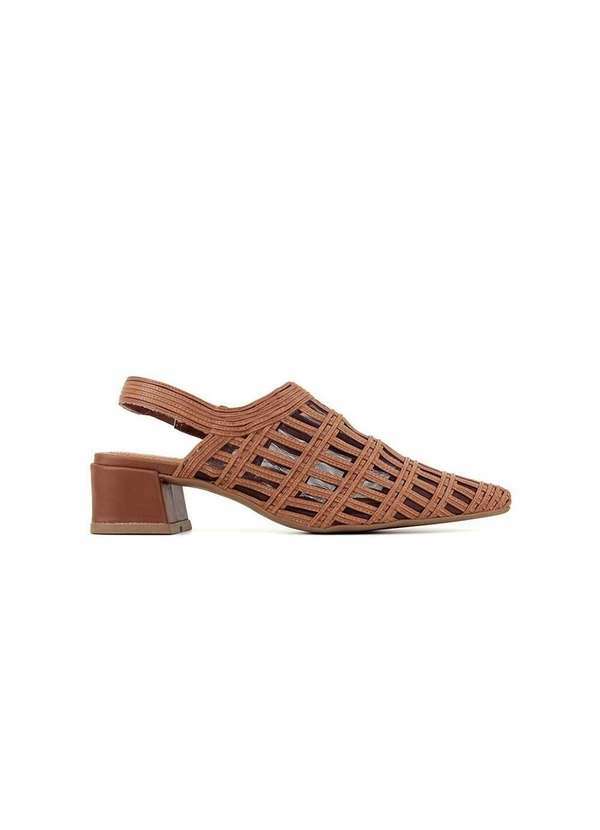 Pixolé - Scarpin Slingback Valentina Salto Baixo Caramelo Amarelo