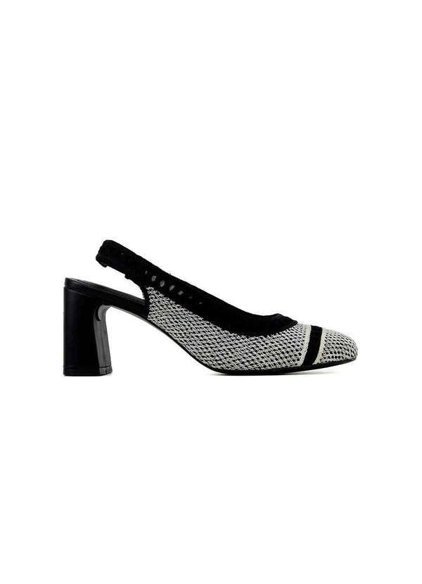 Pixolé - Scarpin Slingback Valentina Salto Bloco Preto Preto