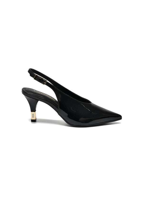 Via Marte - Scarpin Slingback Via Marte Bico Fino Preto Preto