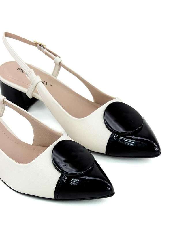Piccadilly - Slingback Piccadilly Taci Salto Médio Off White Bege 4