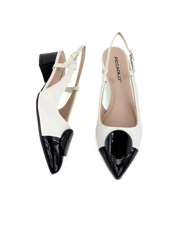 Piccadilly - Slingback Piccadilly Taci Salto Médio Off White Bege 5