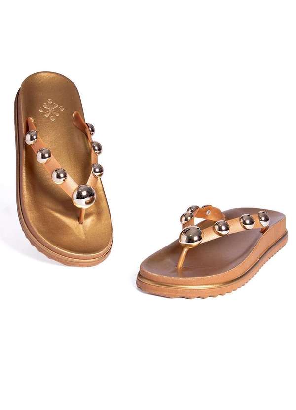 Pixolé - Tamanco Flat Pixolé Bronze Dourado 4