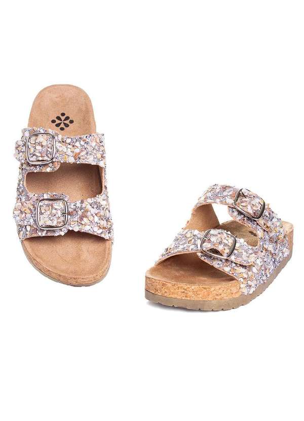 Pixolé - Tamanco Flatform Pixolé Pedriscos Ambar Bege 5