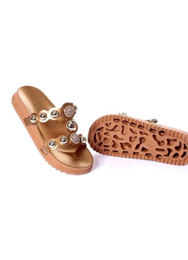 Pixolé - Tamanco Flatform Pixolé Tiras Bronze Dourado 4