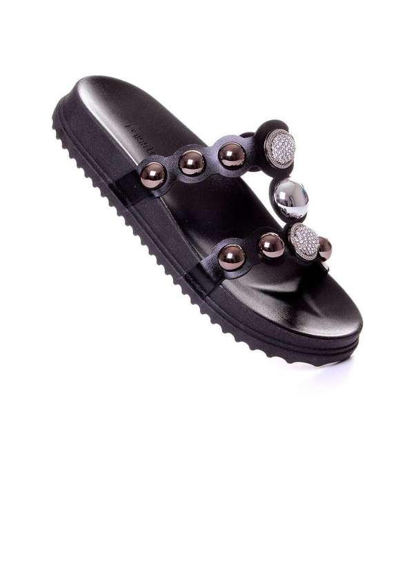 Pixolé - Tamanco Flatform Pixolé Tiras Preto Preto