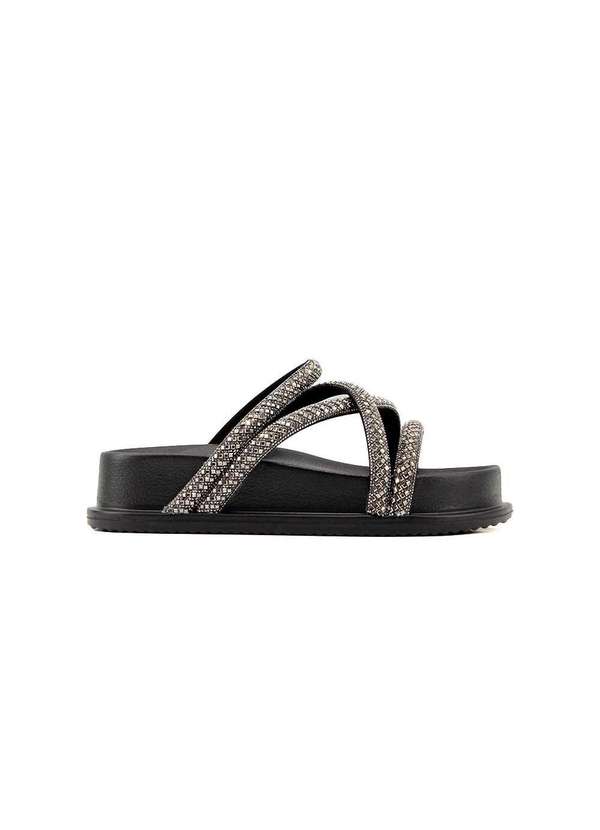 Pixolé - Tamanco Flatform Santinelli Strass 1550.001 Preto Preto