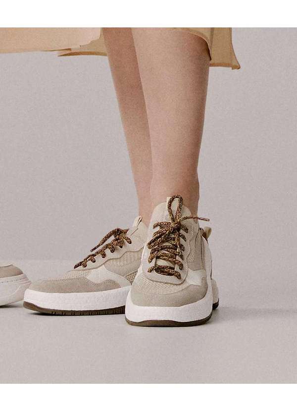 Democrata - Sapatenis Feminino Democrata Drake Pulse Knit Off White Bege 2