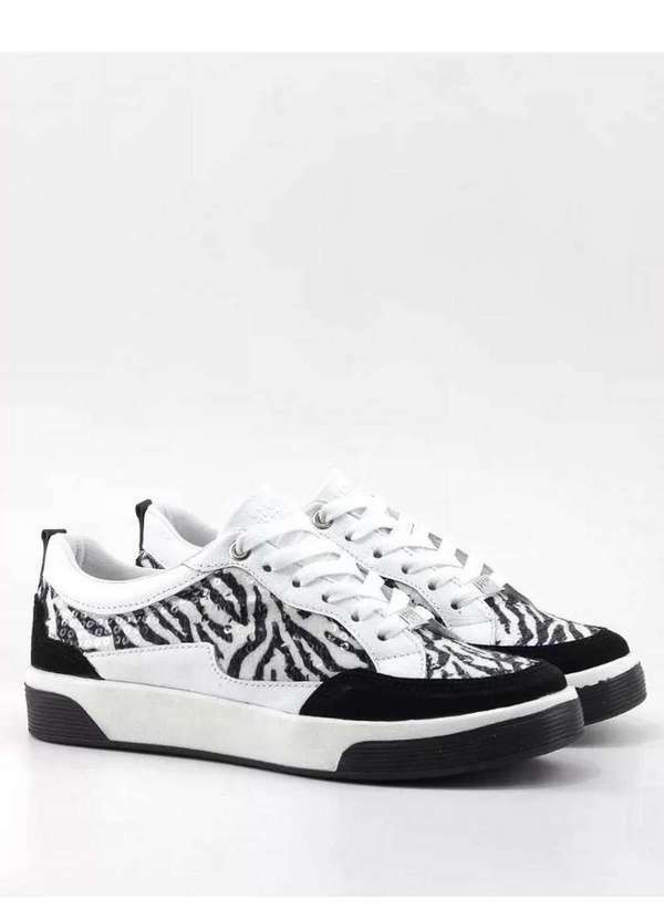 Marina Melo - Tênis Casual Feminino Marina Mello 37054 Zebra Preto