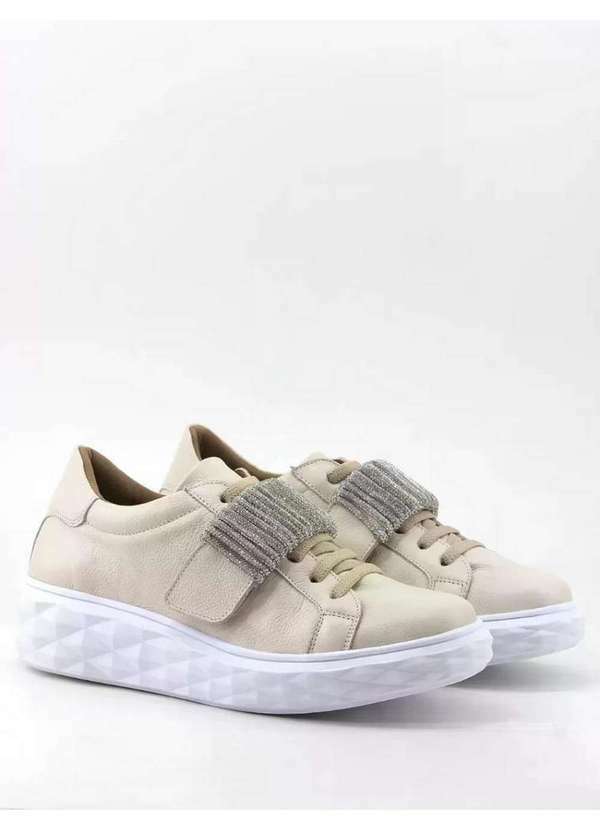 Orcade - Tênis Casual Feminino Orcade Couro 87115 Osso Off White