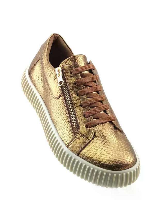 Tênis Casual Feminino Orcade Emy Snake 12108 Bronze Bronze - Pixole