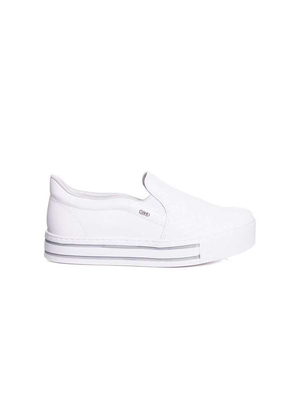 Via Marte - Tênis Casual Feminino Via Marte Slip On Branco Branco