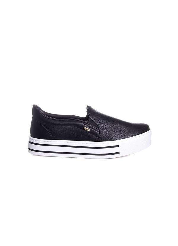 Via Marte - Tênis Casual Feminino Via Marte Slip On Preto Preto