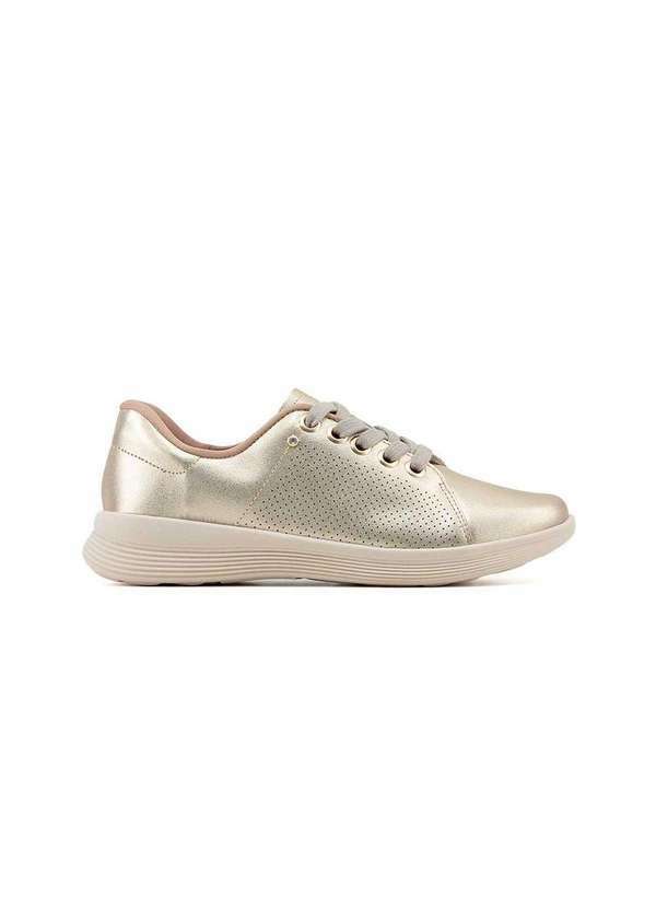 Usaflex - Tênis Casual Usaflex Uc0602001 Couro Ouro Dourado