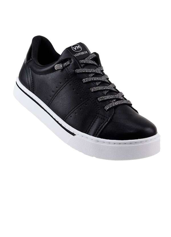 Tênis Preto TÃªnis Feminino Com Listras Laterais Via Marte Via