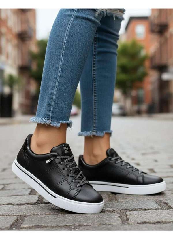 Via Marte - Tênis Casual Via Marte Glitter 016-002-01 Preto Preto 6