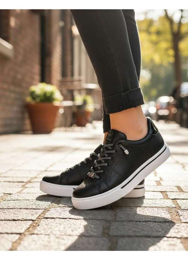 Via Marte - Tênis Casual Via Marte Glitter 016-002-01 Preto Preto 7