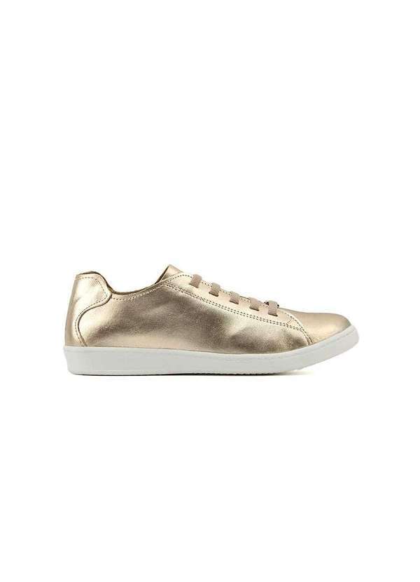 Marina Melo - Tênis Feminino Marina Mello Casual 12031lum Couro Ouro Dourado
