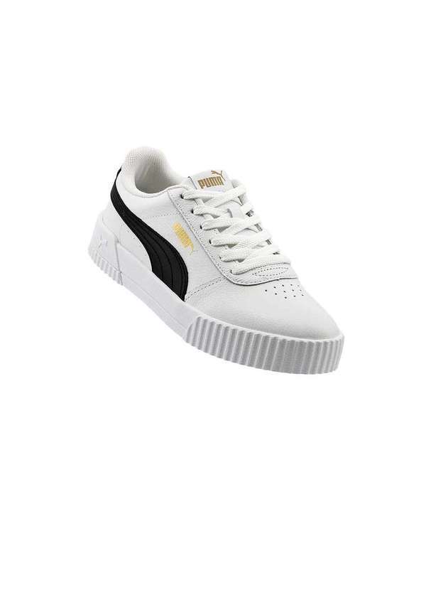 Pixolé - Tênis Feminino Puma Carina 375565 Couro Branco/Preto Branco
