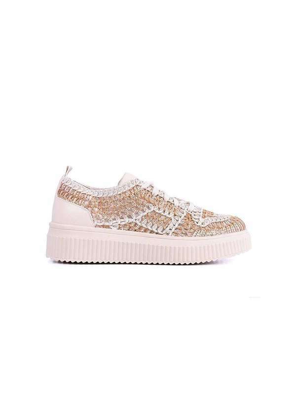 Pixolé - Tênis Feminino Valentina Casual Tramado Off White Bege