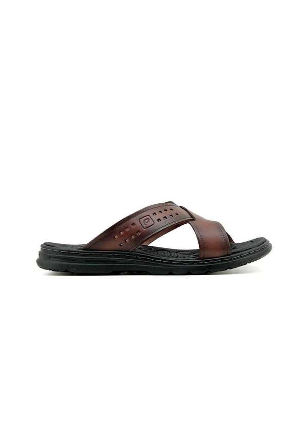 Pegada - Chinelo Pegada Masculino em Couro Pinhao Marrom