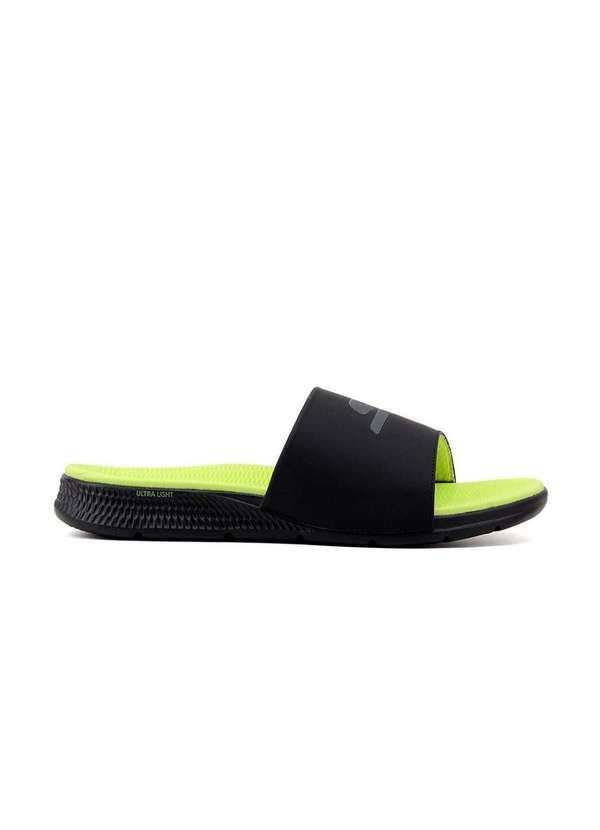 Skechers - Chinelo Slide Skechers Goga Mat 229030 Preto/Verde Preto