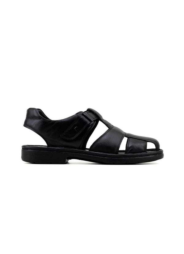 Pipper - Sandália Masculina Pipper Couro Preto Preto