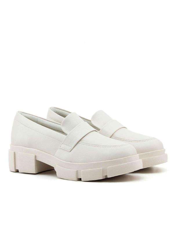 Quiz - Sapato Mocassim Loafer Quiz Tratorado Off White Off White