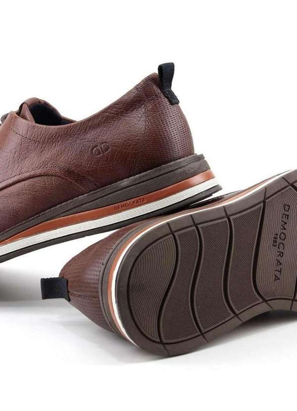 Democrata - Sapato Masculino Democrata Social Couro Conhaque Whisky 4