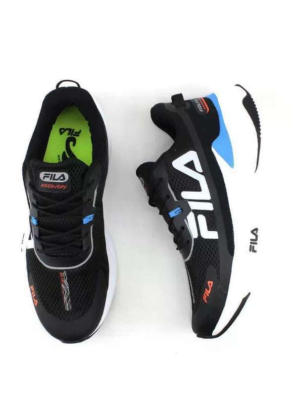 Fila - Tênis Esportivo Fila Recovery Masculino 11j728x Preto/Azul Preto