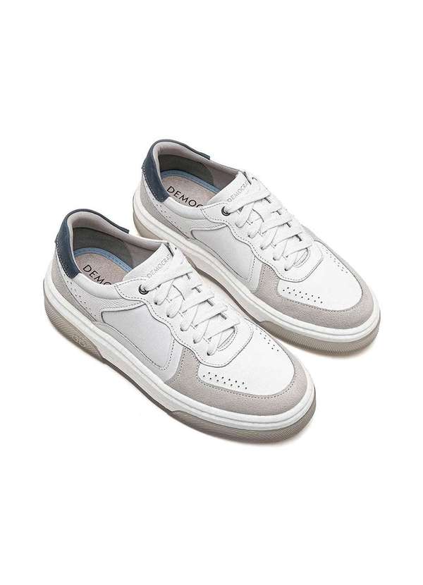 Democrata - Tênis Masculino Democrata Beat Pulse Couro Branco Branco 2